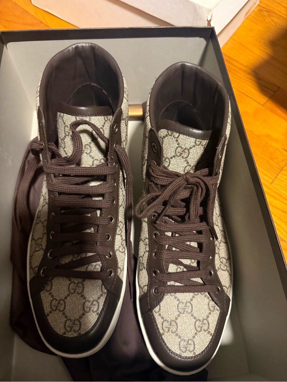 Gucci Brown GG Canvas High-Top Sneakers